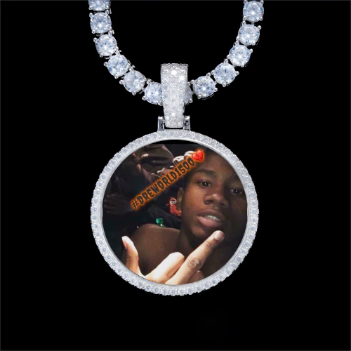 925S & VVS Moissanite 3D Circle Custom Picture Pendant