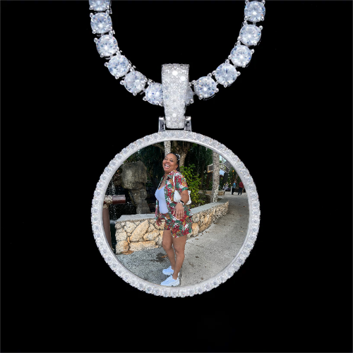 925S & VVS Moissanite 3D Circle Custom Picture Pendant