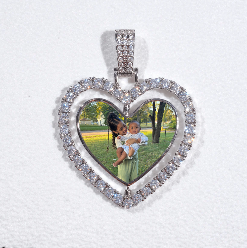 3D Spinning 2-Faced Heart Custom Picture Pendant