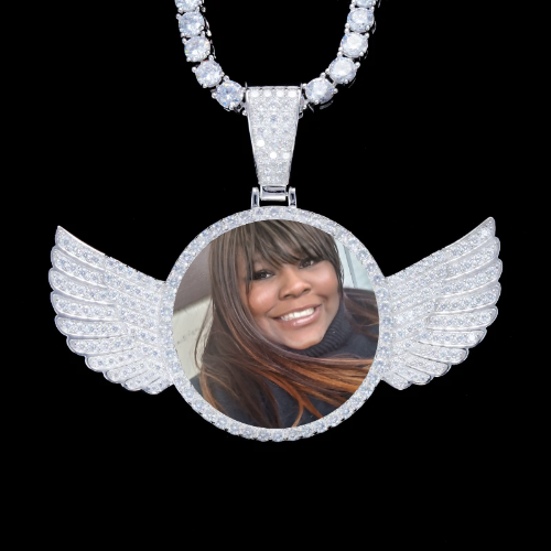 925S & VVS Moissanite 3D Wing Custom Picture Pendant