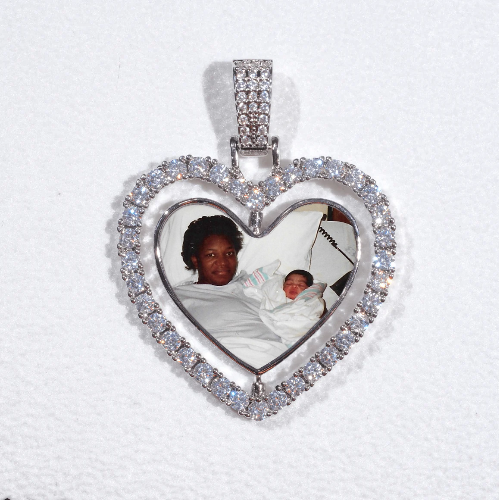 3D Spinning 2-Faced Heart Custom Picture Pendant