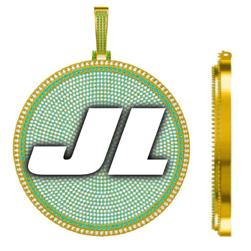 CUSTOM LETTER NECKLACE 3D BIG DISC
