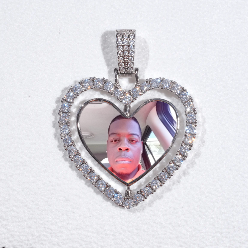 3D Spinning 2-Faced Heart Custom Picture Pendant