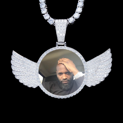 925S & VVS Moissanite 3D Wing Custom Picture Pendant