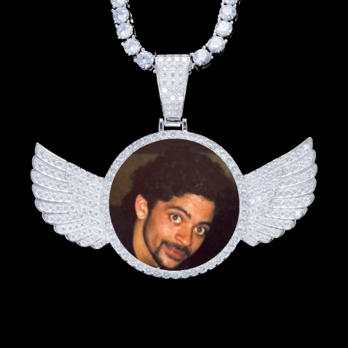 925S & VVS Moissanite 3D Wing Custom Picture Pendant