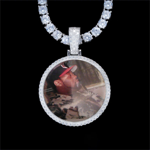 925S & VVS Moissanite 3D Circle Custom Picture Pendant