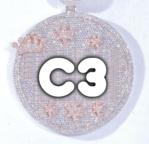 CUSTOM LETTER NECKLACE 3D BIG CROWN DISC