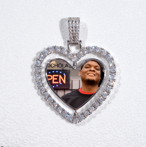 3D Spinning 2-Faced Heart Custom Picture Pendant
