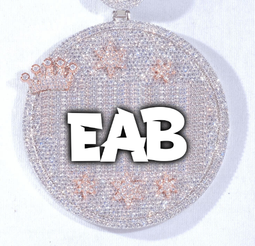 CUSTOM LETTER NECKLACE 3D BIG CROWN DISC