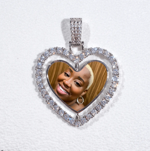 3D Spinning 2-Faced Heart Custom Picture Pendant