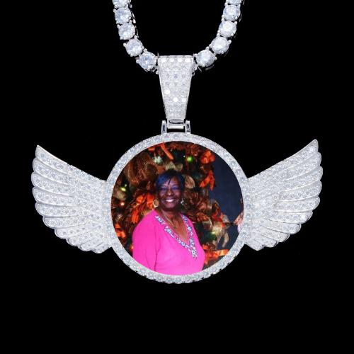 925S & VVS Moissanite 3D Wing Custom Picture Pendant