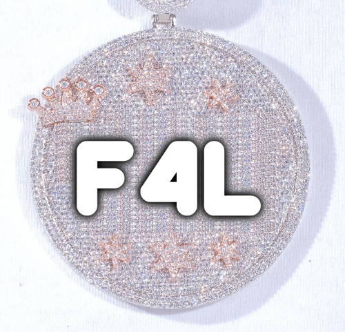 CUSTOM LETTER NECKLACE 3D BIG CROWN DISC
