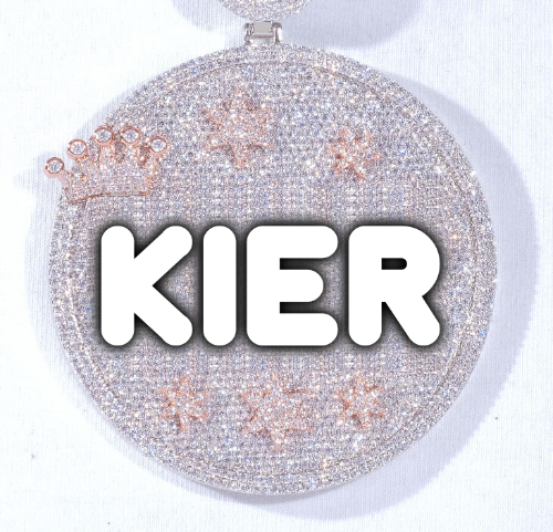 CUSTOM LETTER NECKLACE 3D BIG CROWN DISC