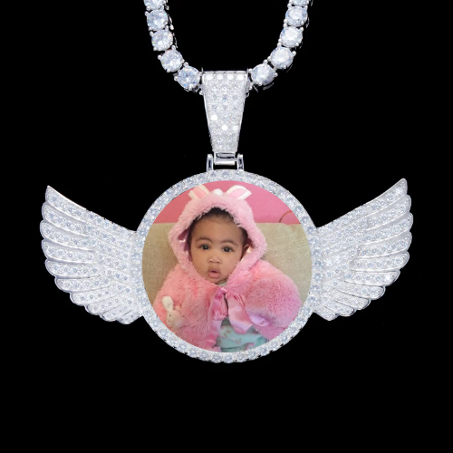 925S & VVS Moissanite 3D Wing Custom Picture Pendant