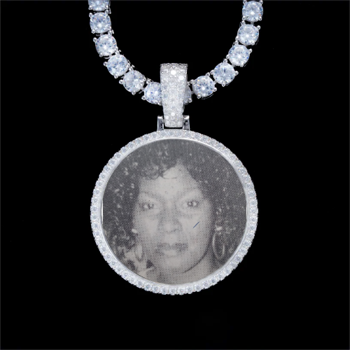 925S & VVS Moissanite 3D Circle Custom Picture Pendant