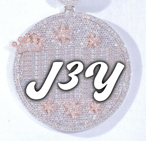 CUSTOM LETTER NECKLACE 3D BIG CROWN DISC
