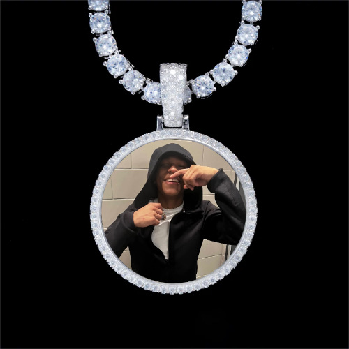 925S & VVS Moissanite 3D Circle Custom Picture Pendant