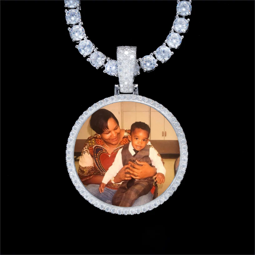925S & VVS Moissanite 3D Circle Custom Picture Pendant