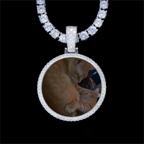 925S & VVS Moissanite 3D Circle Custom Picture Pendant