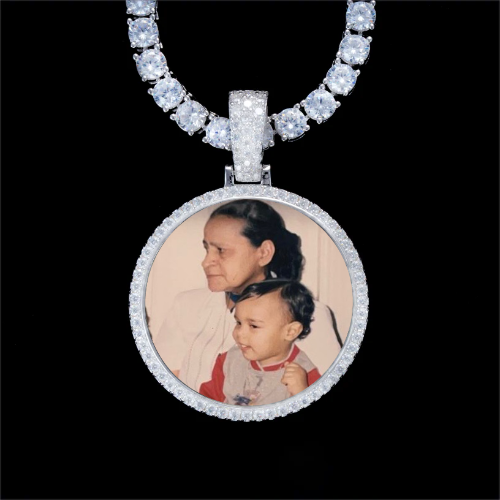 925S & VVS Moissanite 3D Circle Custom Picture Pendant