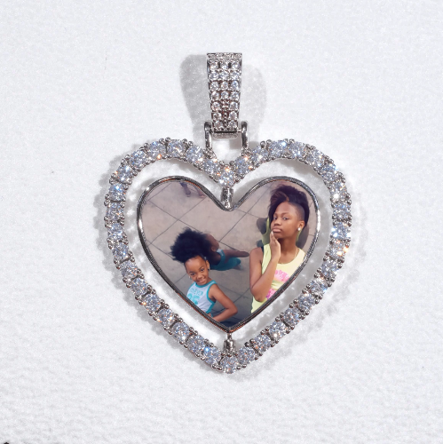 3D Spinning 2-Faced Heart Custom Picture Pendant