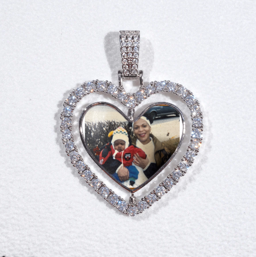 3D Spinning 2-Faced Heart Custom Picture Pendant