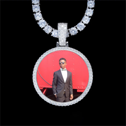 925S & VVS Moissanite 3D Circle Custom Picture Pendant