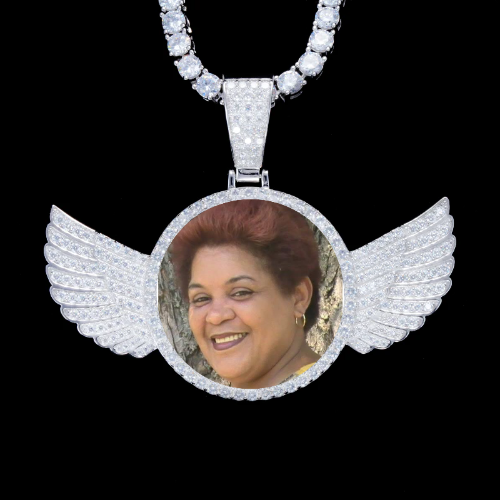 925S & VVS Moissanite 3D Wing Custom Picture Pendant