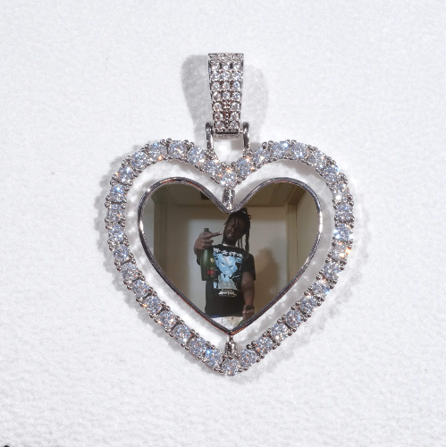 3D Spinning 2-Faced Heart Custom Picture Pendant