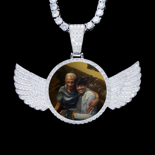 925S & VVS Moissanite 3D Wing Custom Picture Pendant