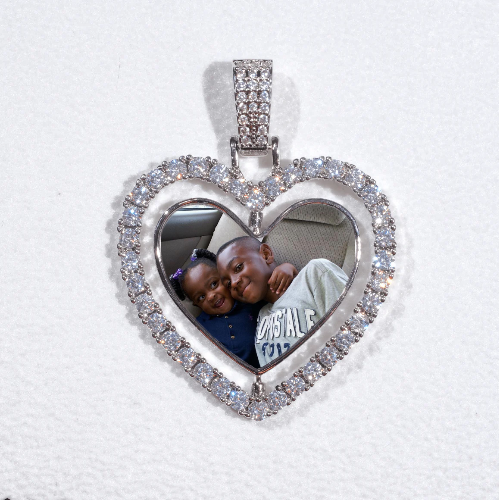 3D Spinning 2-Faced Heart Custom Picture Pendant
