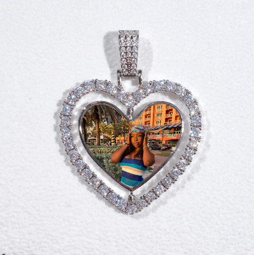 3D Spinning 2-Faced Heart Custom Picture Pendant