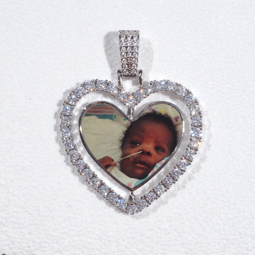 3D Spinning 2-Faced Heart Custom Picture Pendant