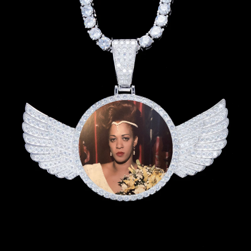925S & VVS Moissanite 3D Wing Custom Picture Pendant