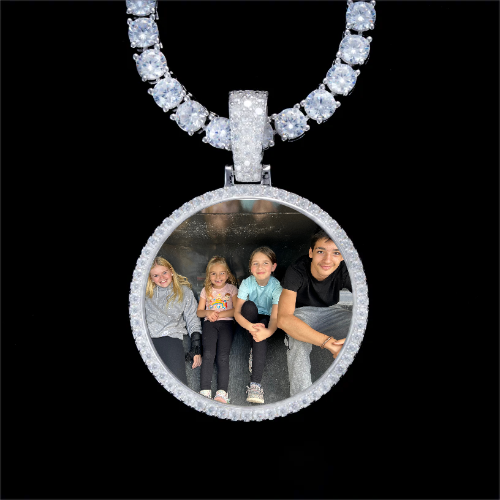 925S & VVS Moissanite 3D Circle Custom Picture Pendant