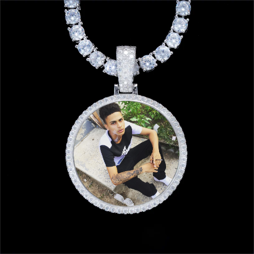 925S & VVS Moissanite 3D Circle Custom Picture Pendant