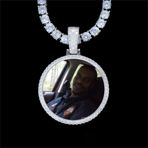 925S & VVS Moissanite 3D Circle Custom Picture Pendant