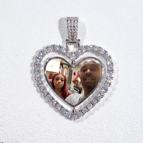 3D Spinning 2-Faced Heart Custom Picture Pendant