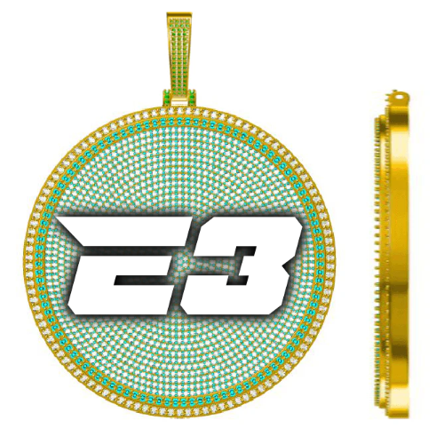 CUSTOM LETTER NECKLACE 3D BIG DISC