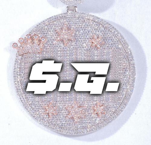 CUSTOM LETTER NECKLACE 3D BIG CROWN DISC
