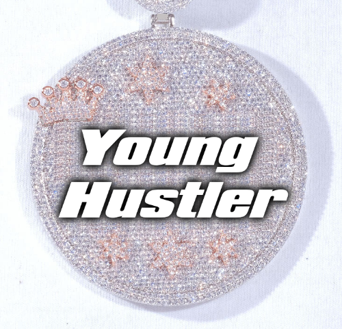 CUSTOM LETTER NECKLACE 3D BIG CROWN DISC
