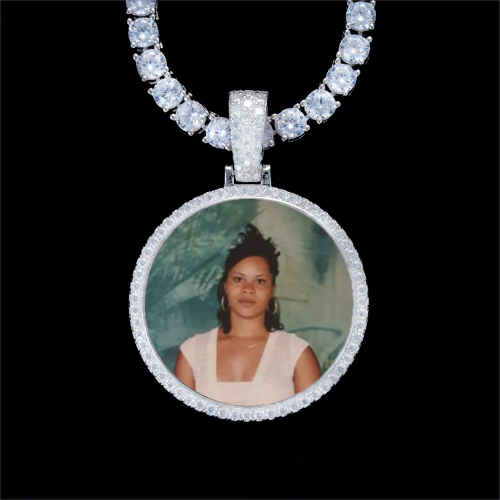 925S & VVS Moissanite 3D Circle Custom Picture Pendant