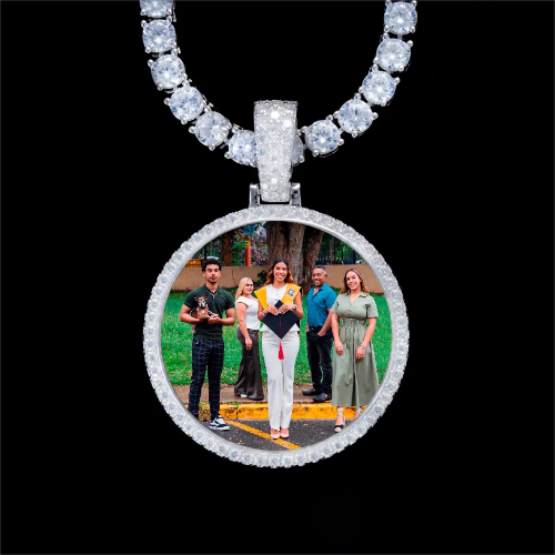 925S & VVS Moissanite 3D Circle Custom Picture Pendant