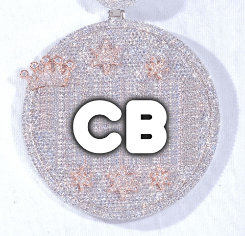 CUSTOM LETTER NECKLACE 3D BIG CROWN DISC