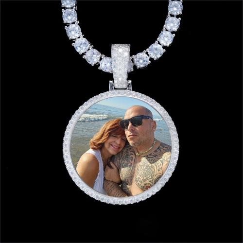 925S & VVS Moissanite 3D Circle Custom Picture Pendant