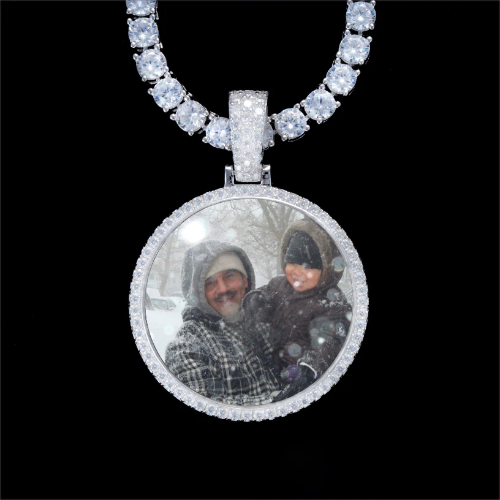 925S & VVS Moissanite 3D Circle Custom Picture Pendant