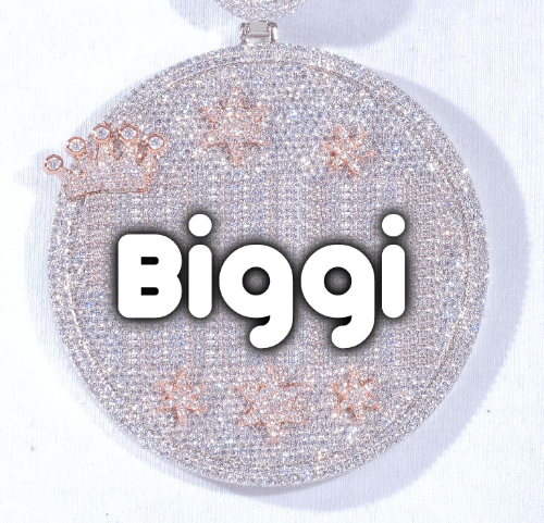 CUSTOM LETTER NECKLACE 3D BIG CROWN DISC