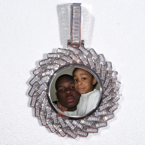 Large 3D Baguette Custom Picture Pendant