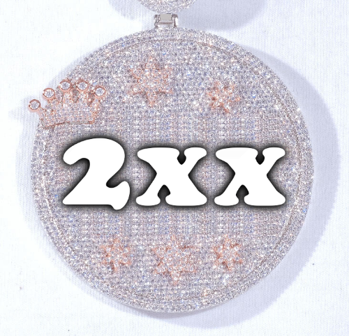 CUSTOM LETTER NECKLACE 3D BIG CROWN DISC
