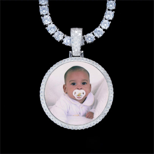 925S & VVS Moissanite 3D Circle Custom Picture Pendant